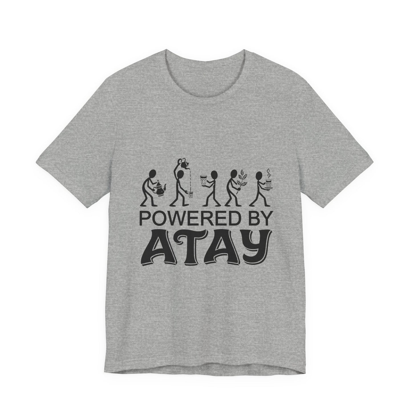 Powered by Atay T-Shirt | Evolution Stick Figure Graphic Tee