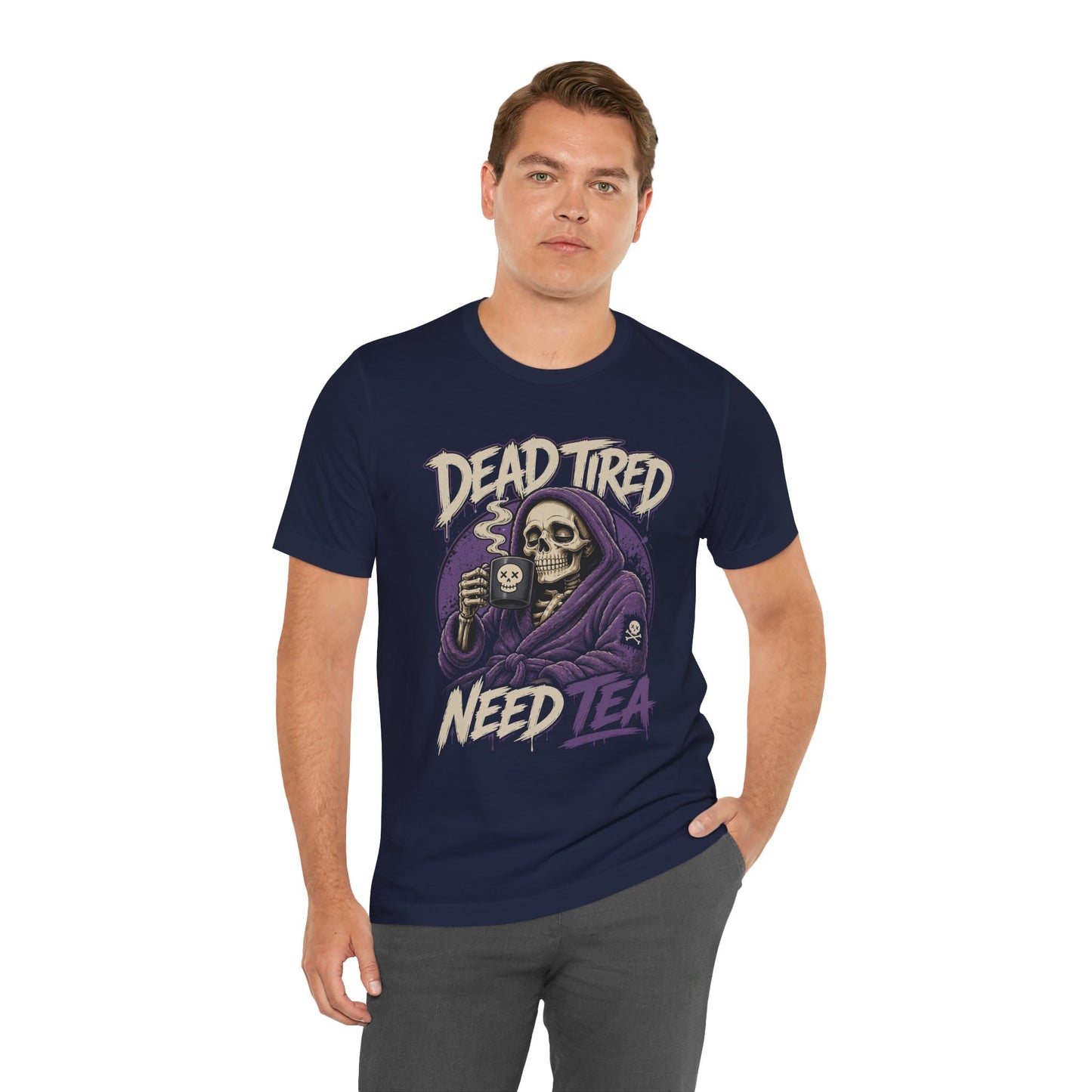 Dead Tired Need Tea Skull Reaper Tee | Funny Tea Shirt