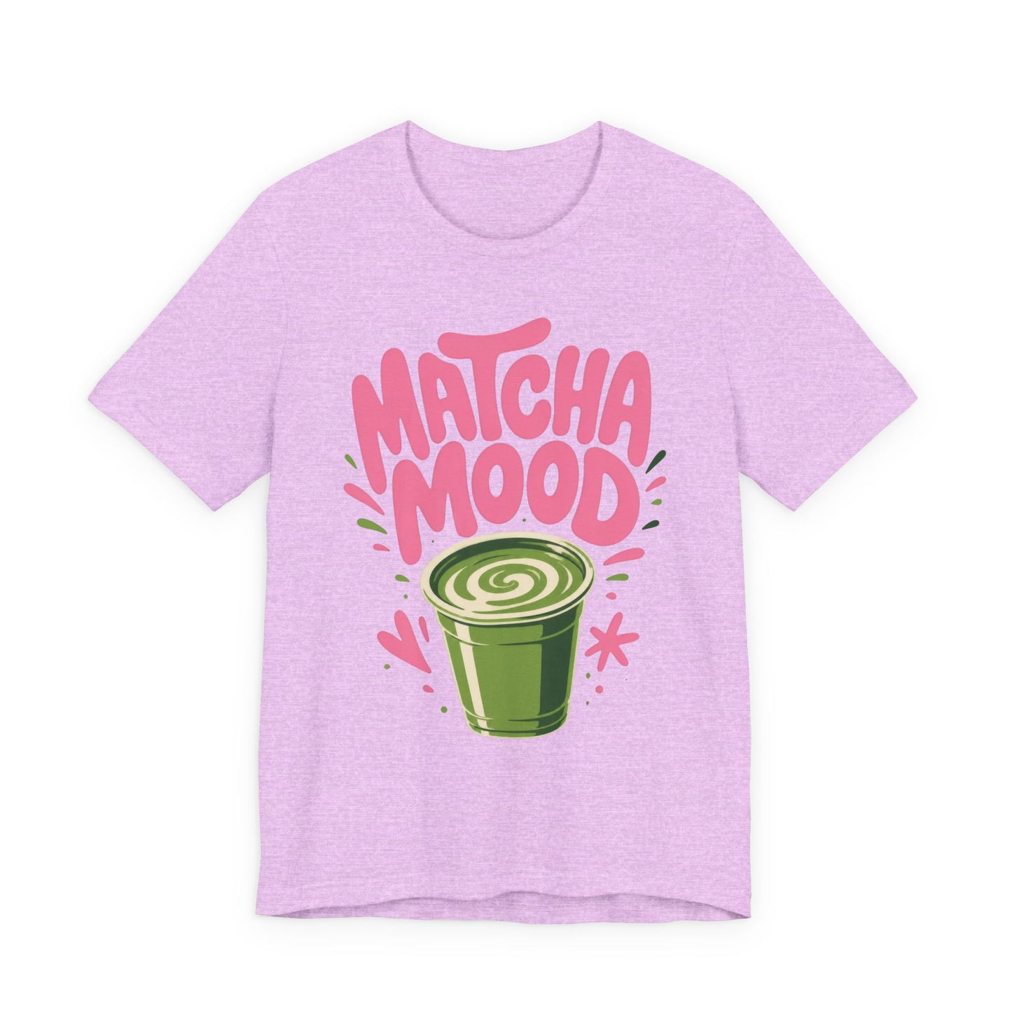 Matcha Mood T-Shirt | Matcha Latte Illustration, Pink Green Graphic Tee